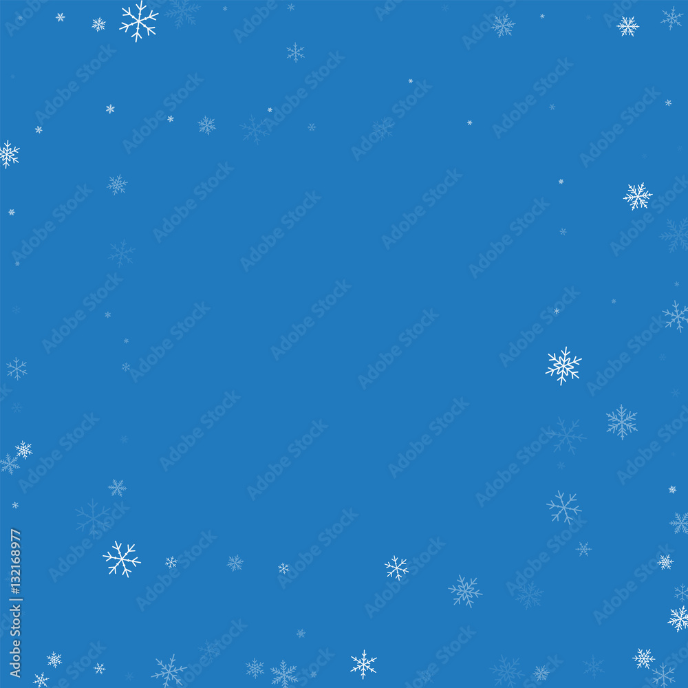 Sparse snowfall. Square abstract frame on blue background. Vector illustration. Sparse snowfall. Square abstract frame on blue background. Vector illustration.
