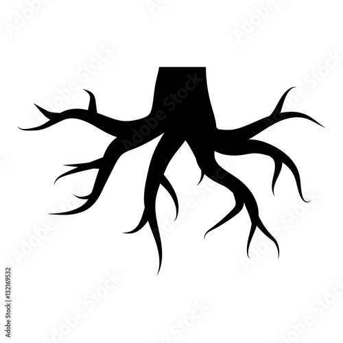 Roots illustration - glyph style icon - Filled black