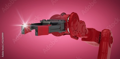 Composite image of red robot arm with black claw 3d