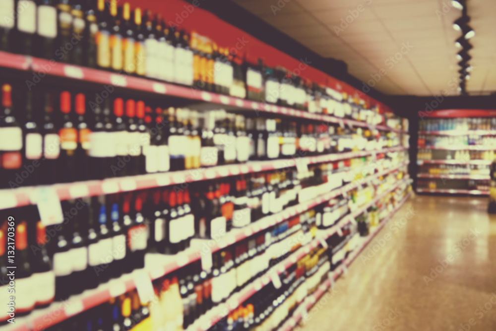 Alcohol department in supermarket