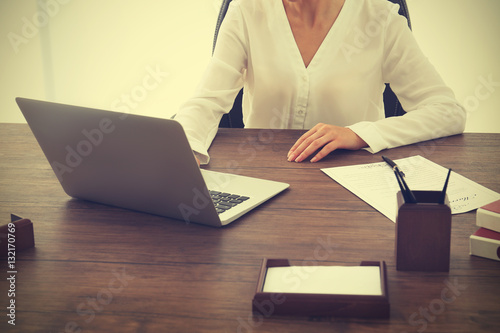 Female lawyer working with ...