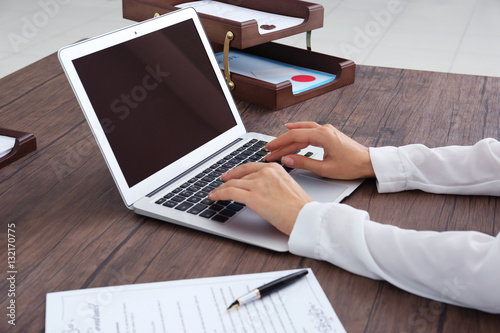 Female lawyer working with ...