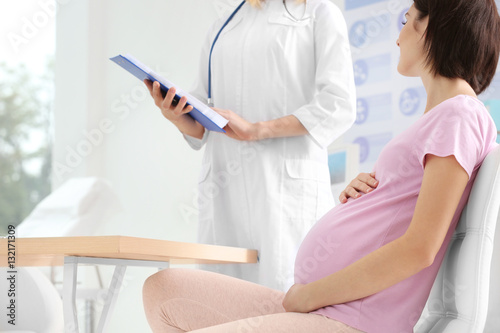 Pregnant woman visiting doc...