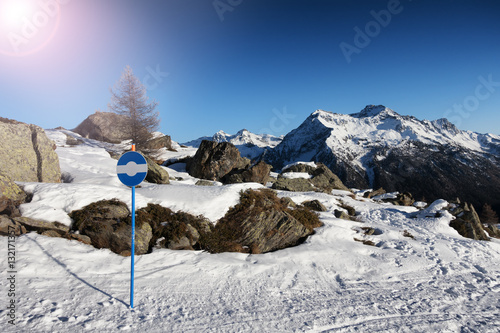 snow path in mountain, Valle d'Aosta, Italy photo