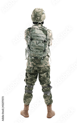 Soldier in camouflage on white background © Africa Studio