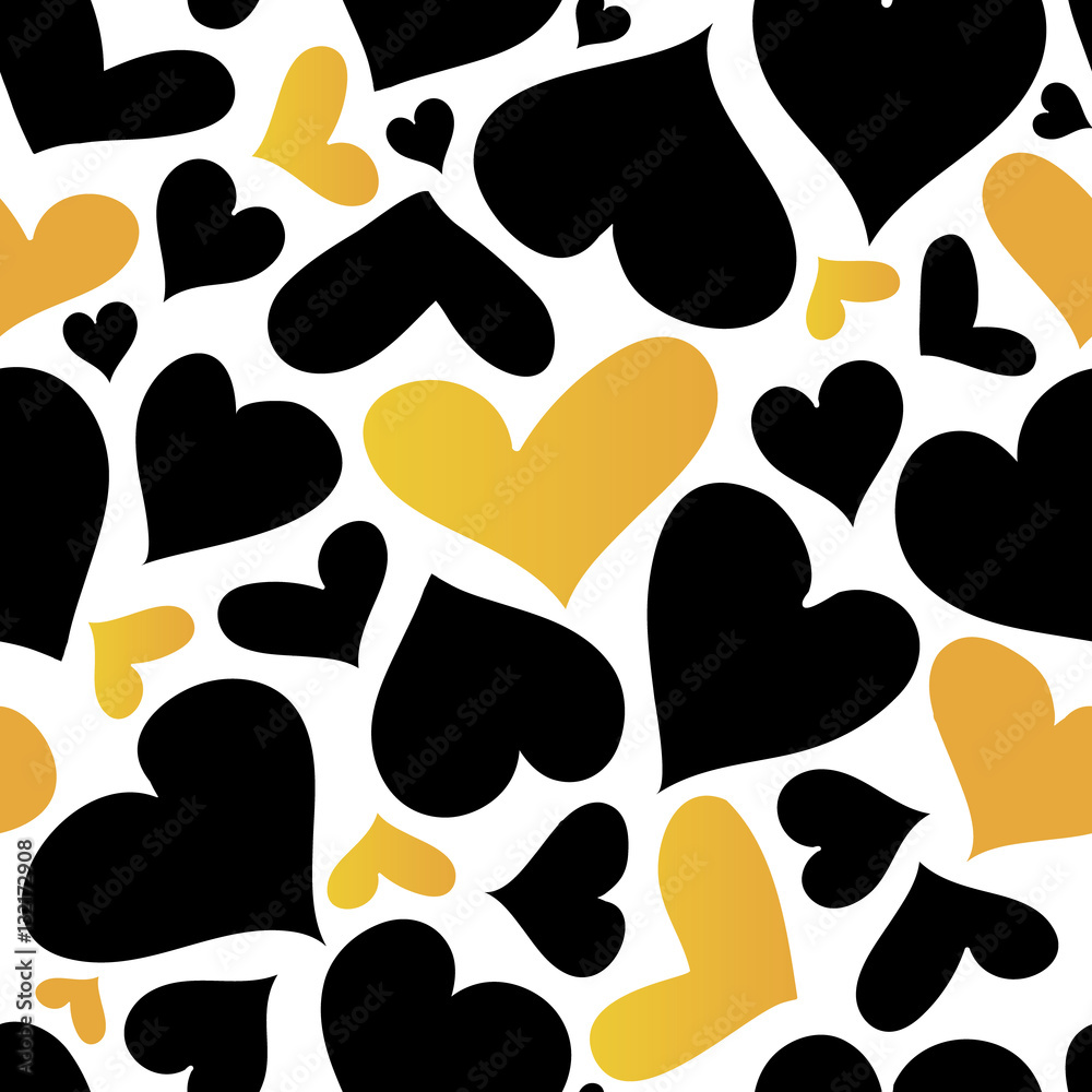 Vector Gold and Black Hearts Seamless pattern. Valentines day romantic background. Vector Gold and Black Hearts Seamless pattern. Valentines day romantic background.