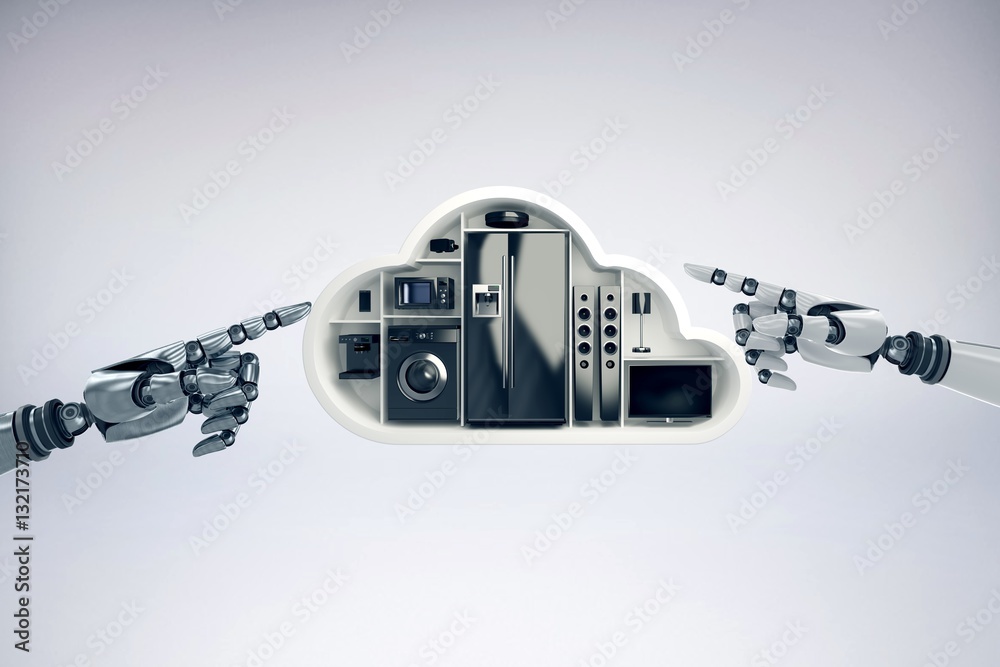 Composite image of black electrical appliance in cloud shape Composite image of black electrical appliance in cloud shape