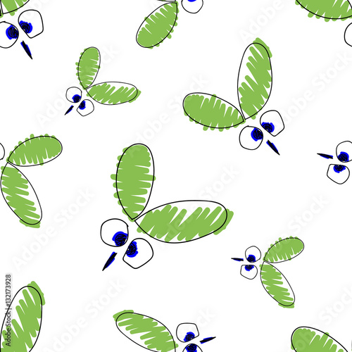 Seamless vector pattern with insect. Cute hand drawn endless background with childish mosquito. Series of Doodle, Cartoon and Sketch vector seamless patterns.
