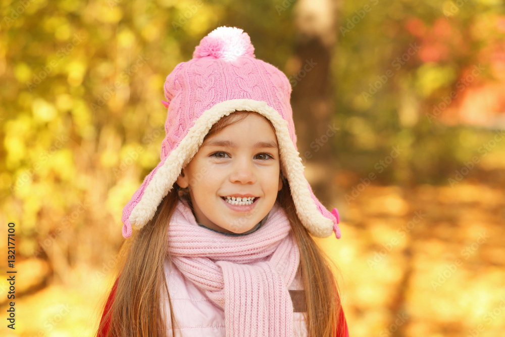 Portrait of cute little girl in park Portrait of cute little girl in park