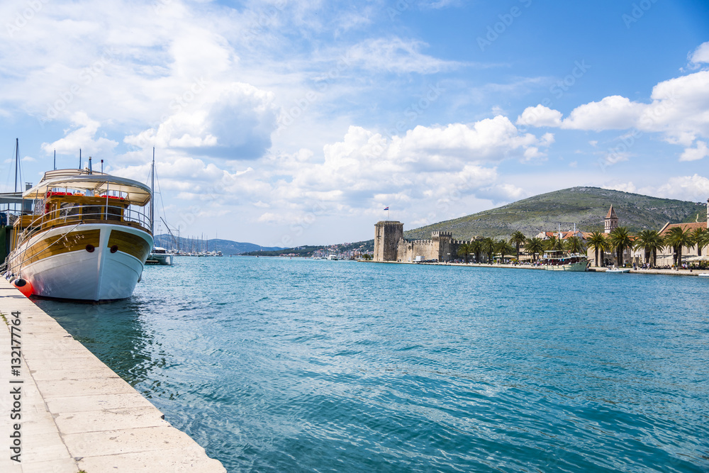 Naklejka premium View of marina in Trogir, historic town in Croatia