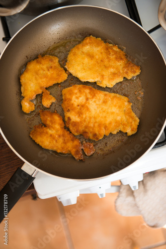 fried pork chops in the pan