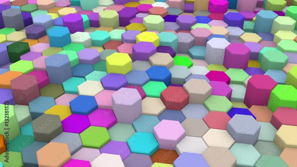 Hexagons Blocks Lifted randomly rotation 3d render Loop Full HD Hexagons Blocks Lifted randomly rotation 3d render Loop Full HD