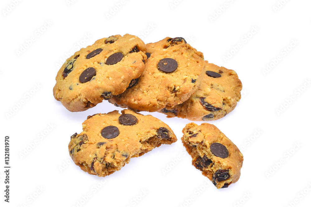 chocolate chip cookie isolated on white background chocolate chip cookie isolated on white background