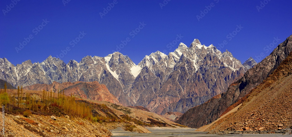 Passu cathedral in summer, Hunza valley