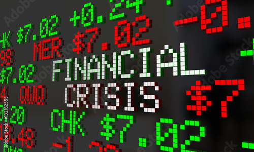 Financial Crisis Stock Market Ticker Words 2 3d Illustration