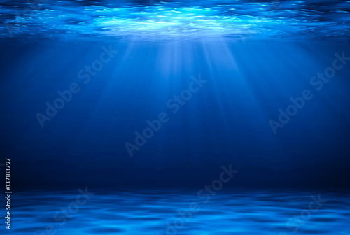 Blue deep water horizontal abstract natural background.