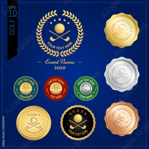 Set of golf badge label or emblem for sport competition event