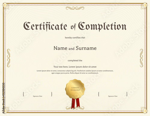 Quadro em tela Certificate of completion template in vintage theme