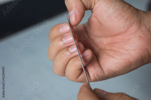 Closeup shot of manicure nail photo