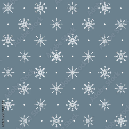 Dotted snowflake pattern. Seamless vector winter background