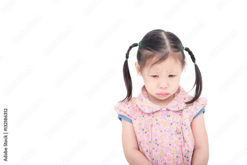 Little asian girl crying over white background Little asian girl crying over white background