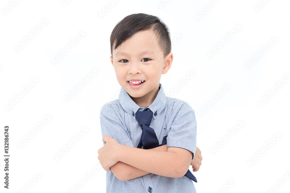 Little asian boy smiles over white background Little asian boy smiles over white background