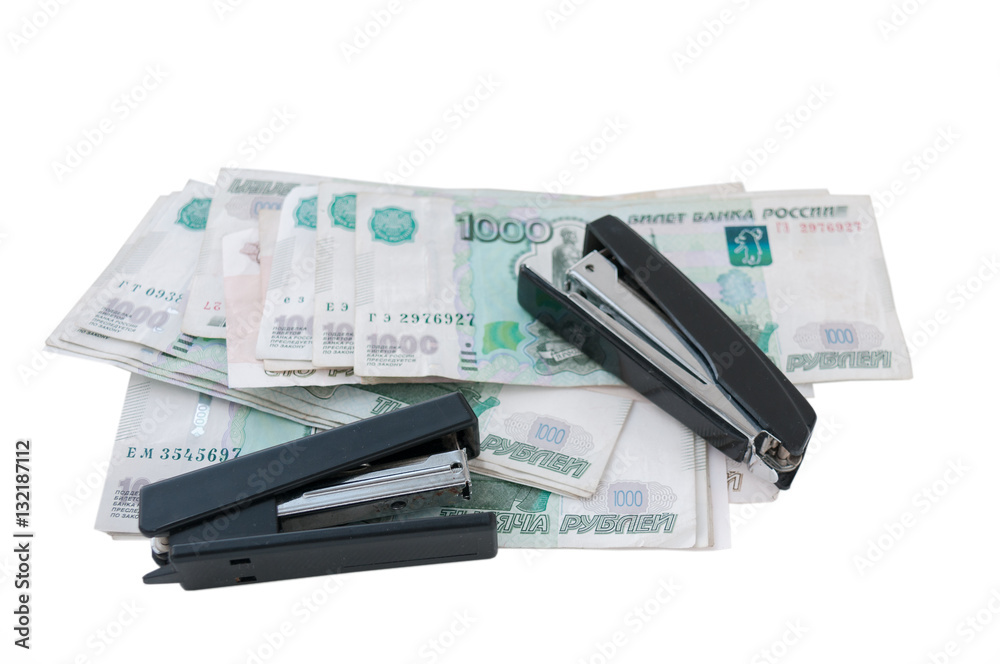 Two stapler and a lot of one thousandth rubles Two stapler and a lot of one thousandth rubles