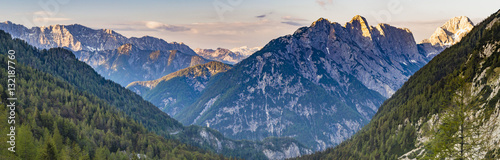 Bild auf Leinwand panorama of the Julian Alps, Slovenia, around the mountain pass