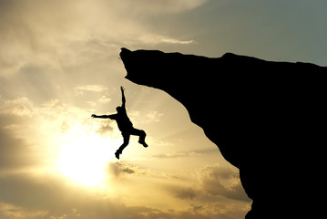 Man falling from the mountain