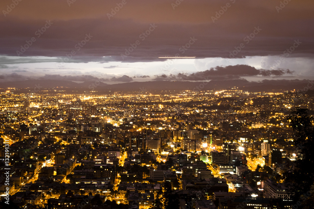 Cityscape of Bogotá at Night.