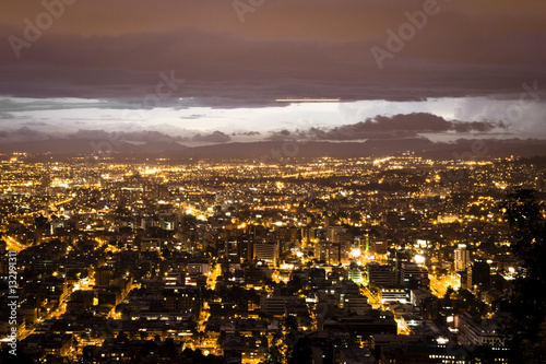Cityscape of Bogotá at Night.