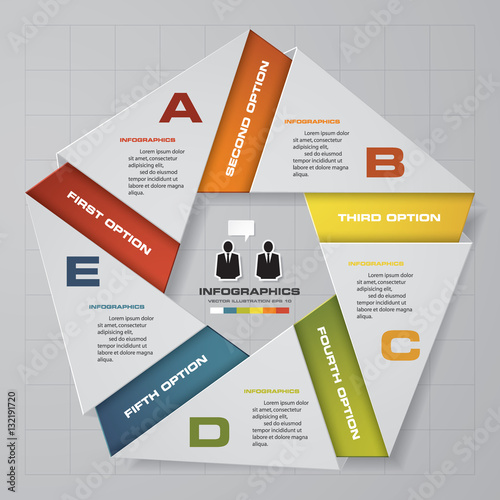 Abstract 5 steps modern presentation template. Pentagonal shape. EPS10. photo