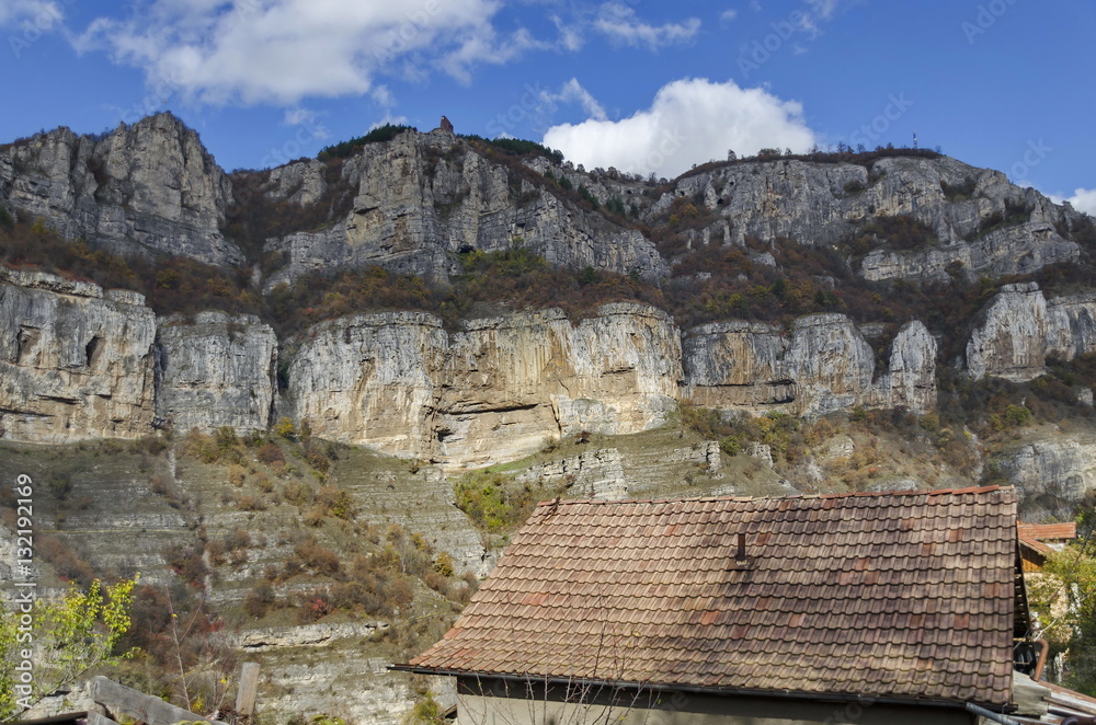 Fototapeta premium Three high top of Lakatnik rocks, Iskar river defile, Sofia province, Bulgaria 