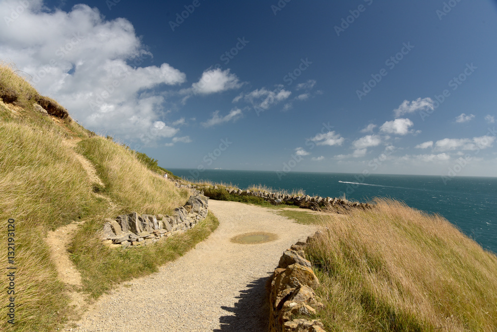Coastal path in Durlston Country Park near Swanage, Dorset