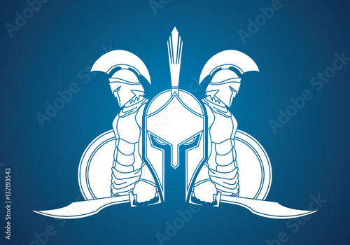 Spartan warrior pose graphic vector.