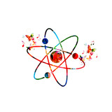 Colorful atom symbol isolated vector illustration
