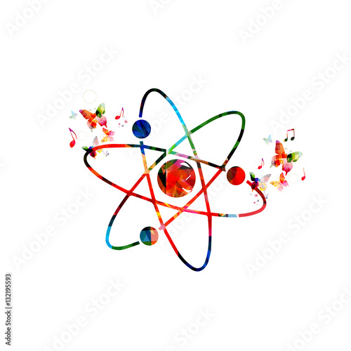 Colorful atom symbol isolated vector illustration