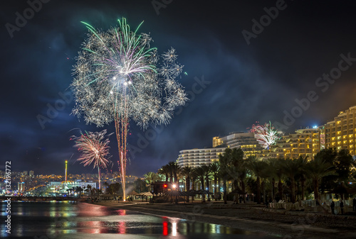 Festive fireworks in Eilat - number one tourist resort in Israel