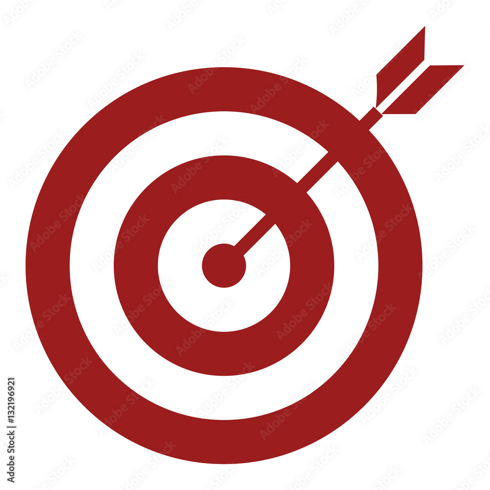 Target and arrow illustration - Flat design icon - red Target and arrow illustration - Flat design icon - red