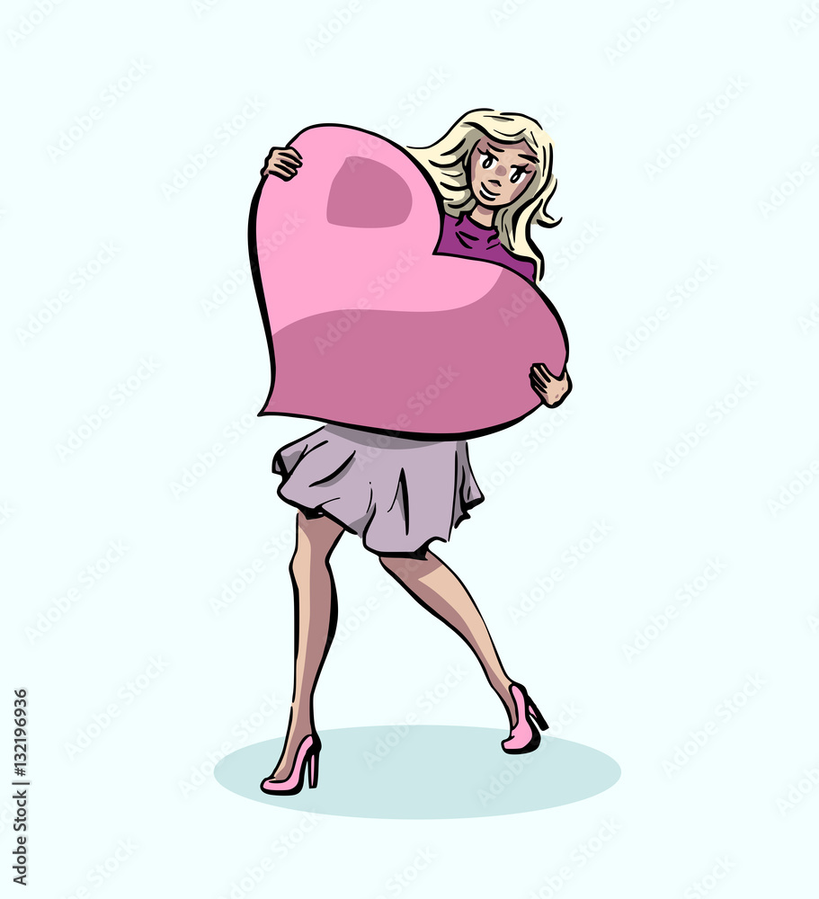 Valentijnsdag meisje met roze hart