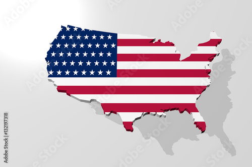 USA map as a 3d rendering without text