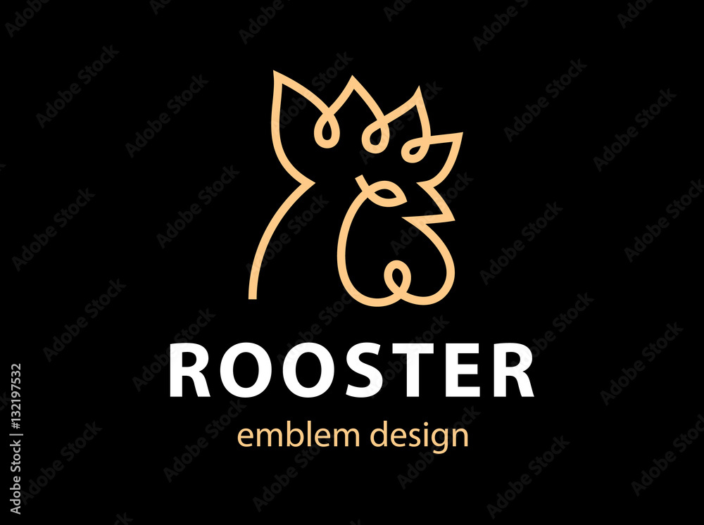 Rooster head logo - vector illustration