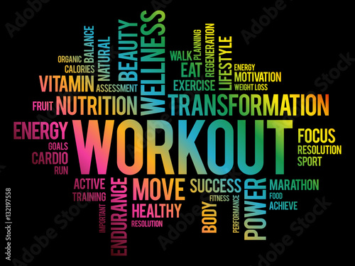 WORKOUT word cloud, fitness, health concept