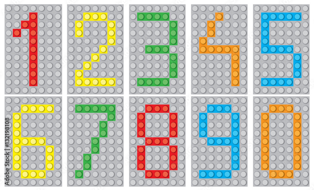 Bricks numbers 1-10 / vector illustration