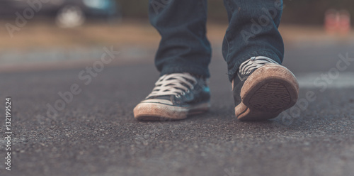 Feet Walking (Vintage Style) © Aris Suwanmalee