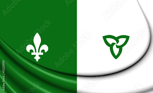 3D Franco-Ontarian Flag. Ontario, Canada. 3D Illustration. photo