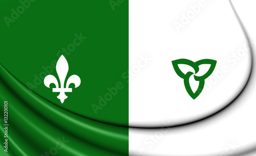 3D Franco-Ontarian Flag. Ontario, Canada. 3D Illustration.