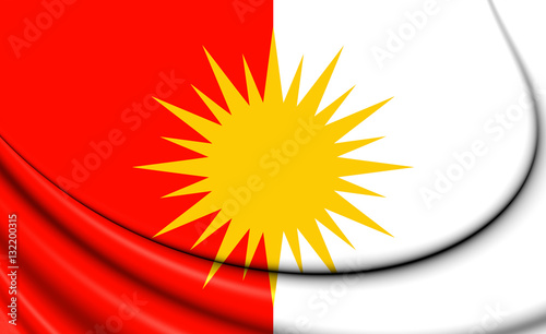 Yezidi Flag. 3D Illustration. Front View. photo