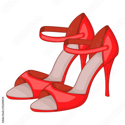 Red woman tango high heels icon. Cartoon illustration of red woman tango high heels vector icon for web