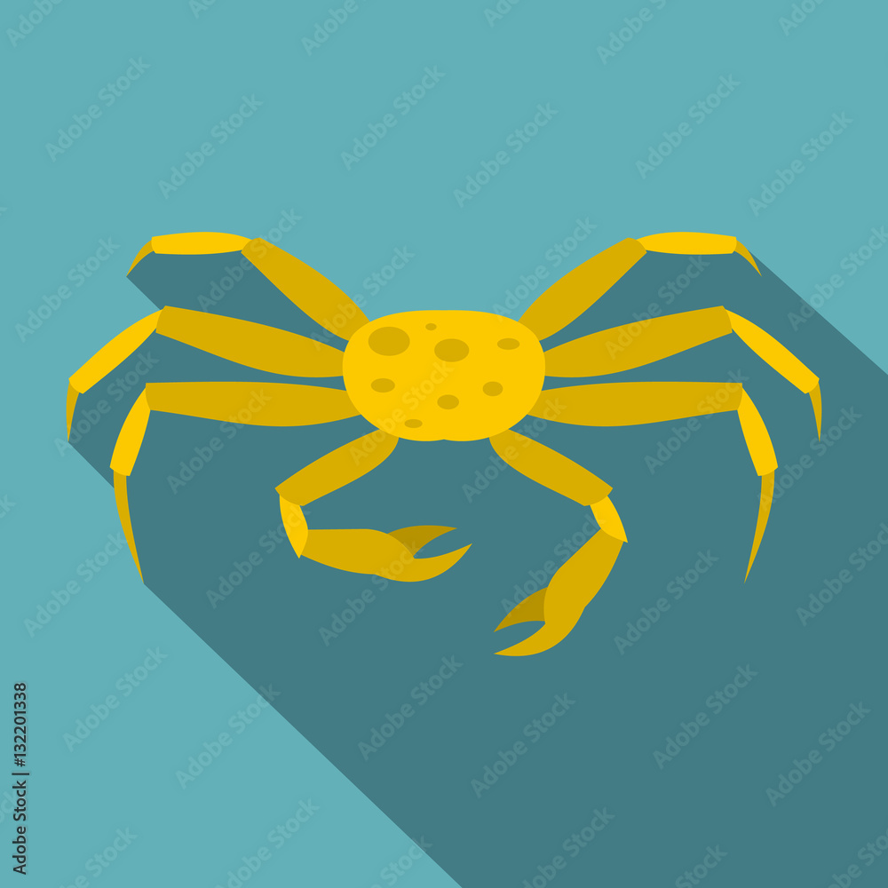 Yellow crab icon. Flat illustration of yellow crab vector icon for web isolated on baby blue background Yellow crab icon. Flat illustration of yellow crab vector icon for web isolated on baby blue background